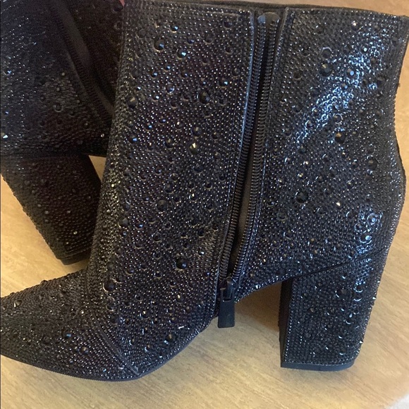 Betsy Johnson Elegant Black Ankle Rhinestone Boots - Picture 7 of 7